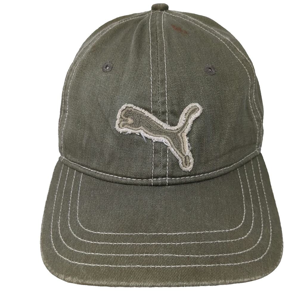 Puma Baseball Cap Green One Size Leaping Cat Contrast Stitching Slideback Hat